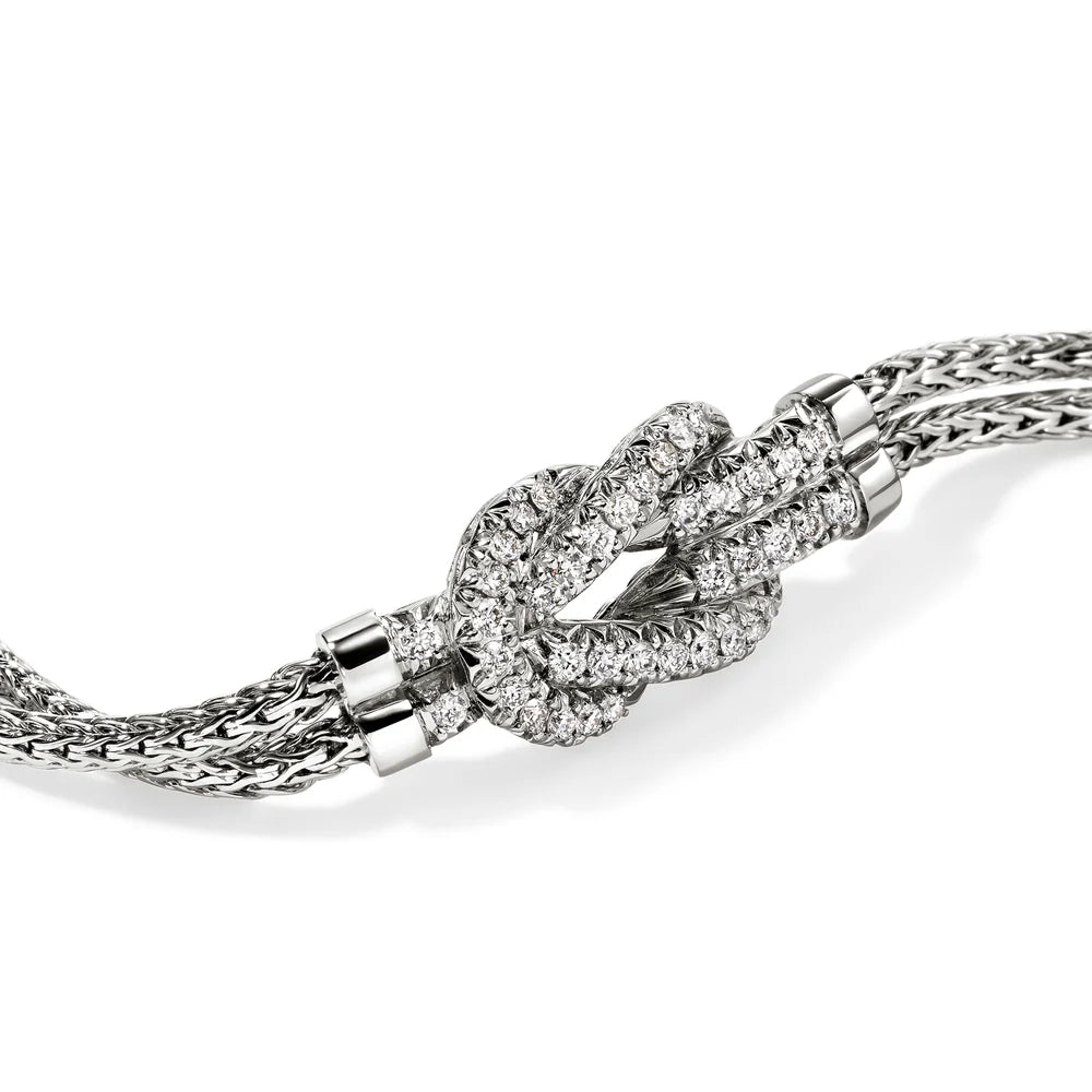 Love Knot Bracelet, Sterling Silver, Diamonds