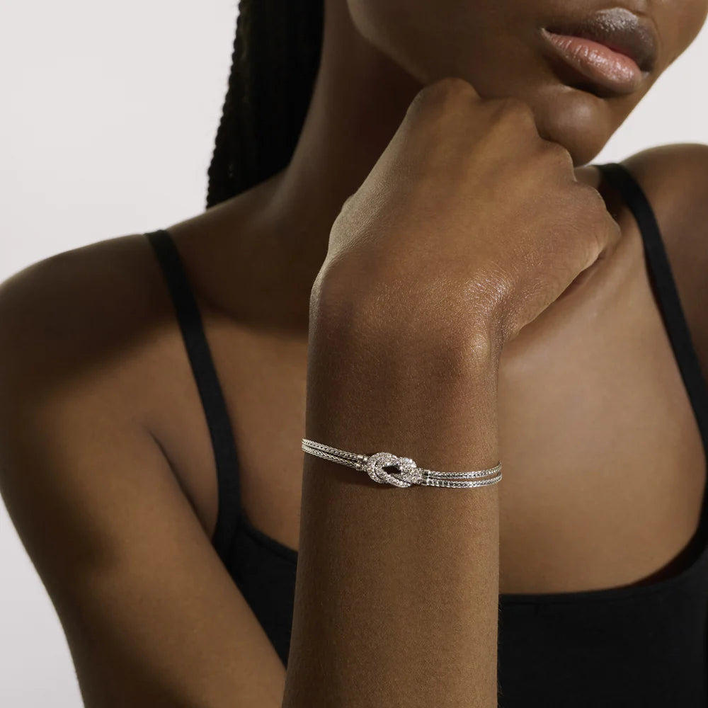 Love Knot Bracelet, Sterling Silver, Diamonds