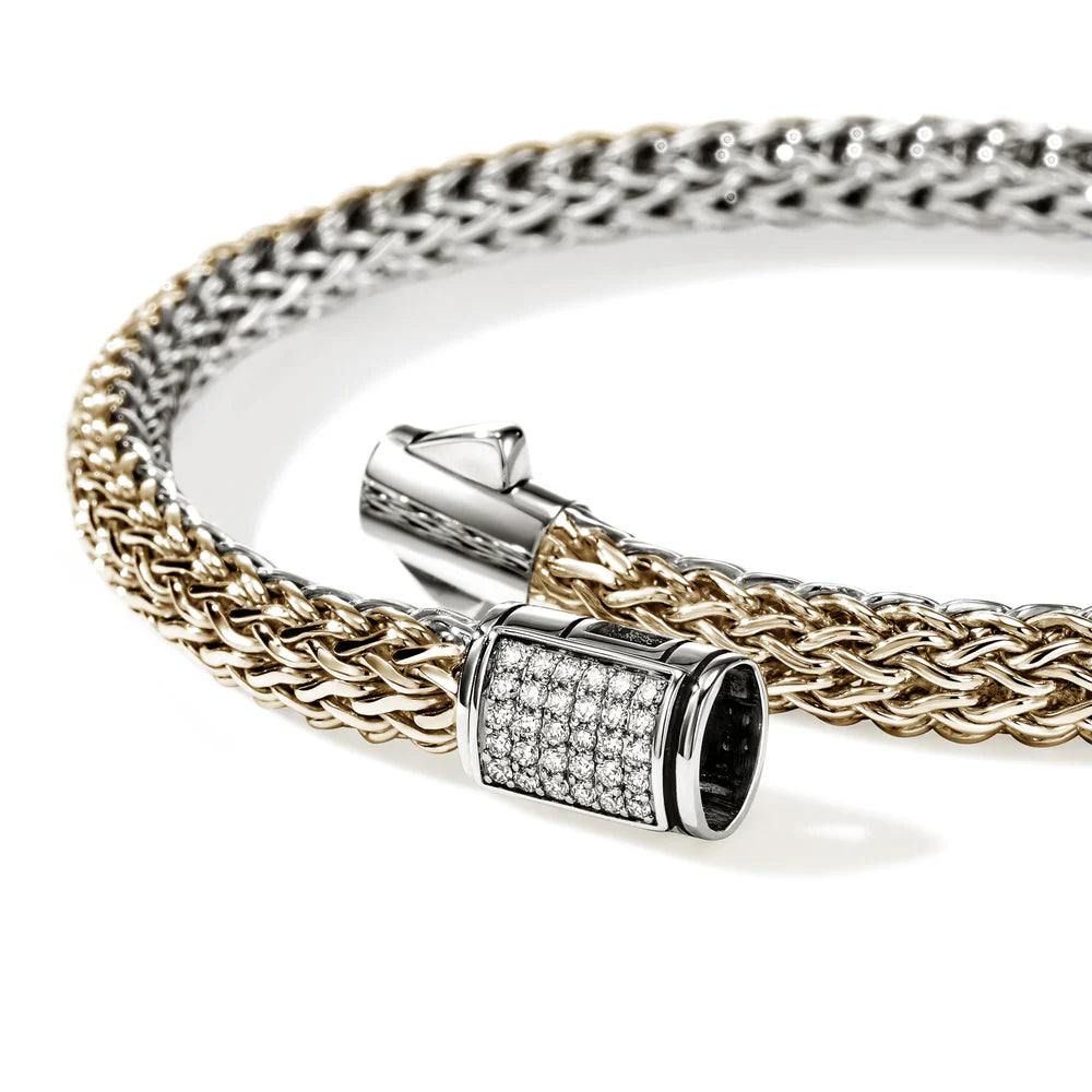 Icon Bracelet, Reversible, Gold, Sterling Silver, Diamonds, 5MM