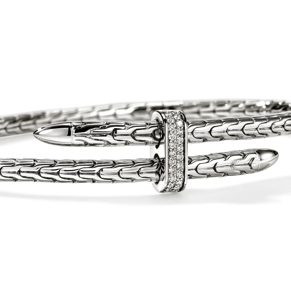Spear Flex Cuff, Sterling Silver, Diamonds, 4MM