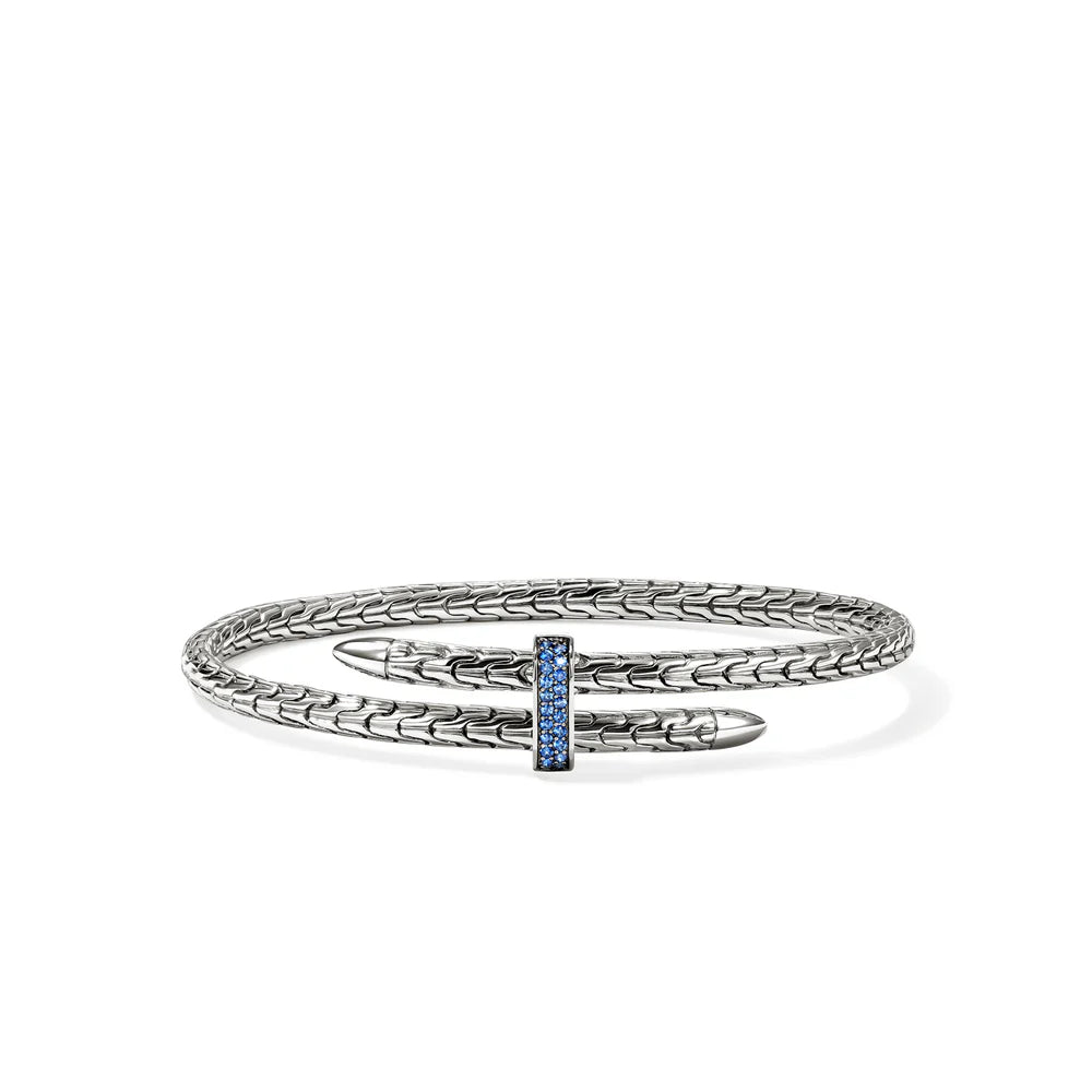 Spear Flex Cuff, Sterling Silver, Blue Sapphire,  4MM