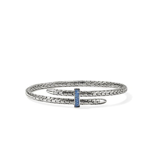 Spear Flex Cuff, Sterling Silver, Blue Sapphire,  4MM