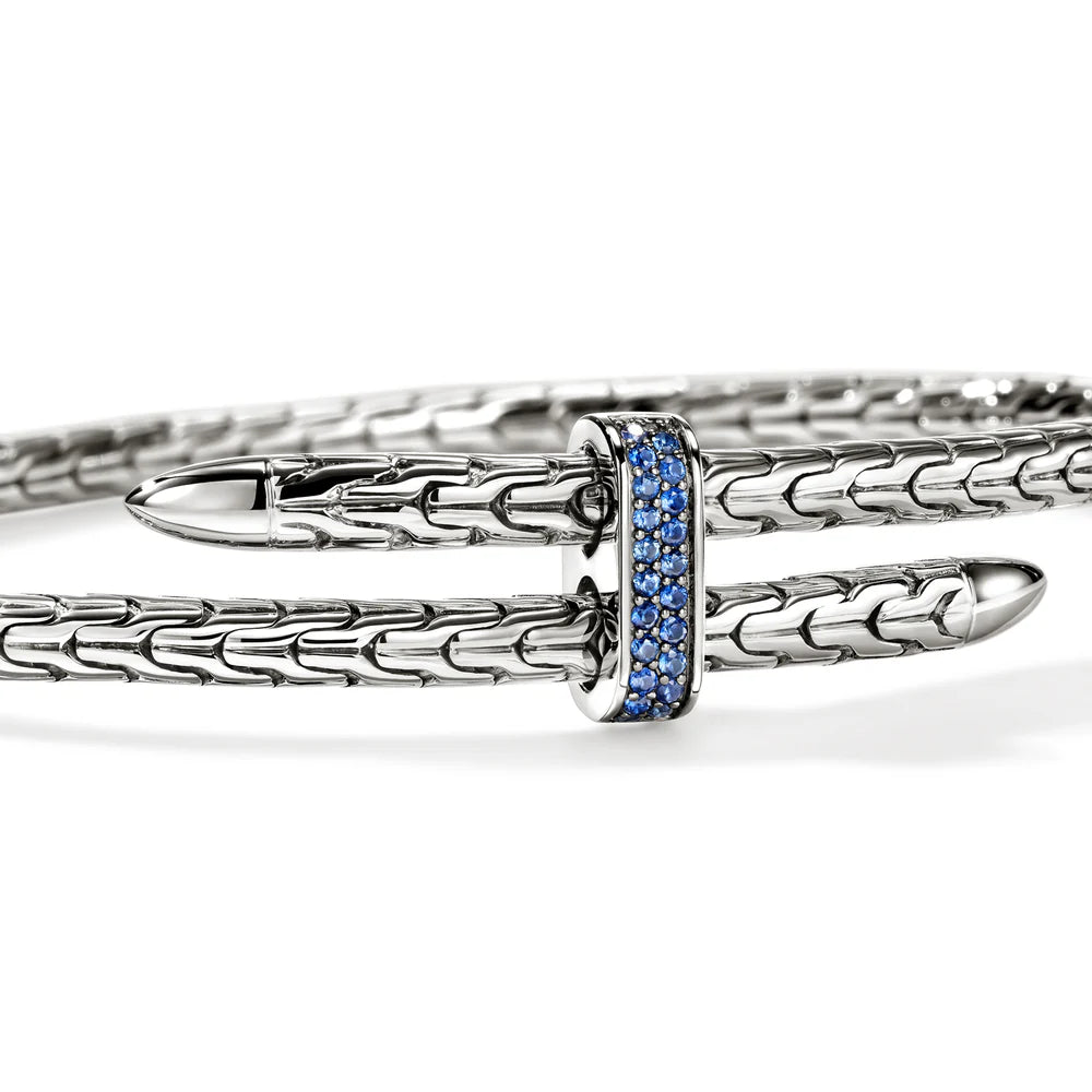 Spear Flex Cuff, Sterling Silver, Blue Sapphire,  4MM