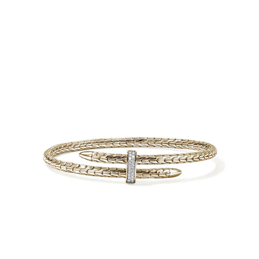 Spear Flex Cuff, Gold, Diamonds, 4MM