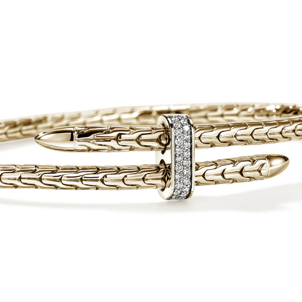 Spear Flex Cuff, Gold, Diamonds, 4MM