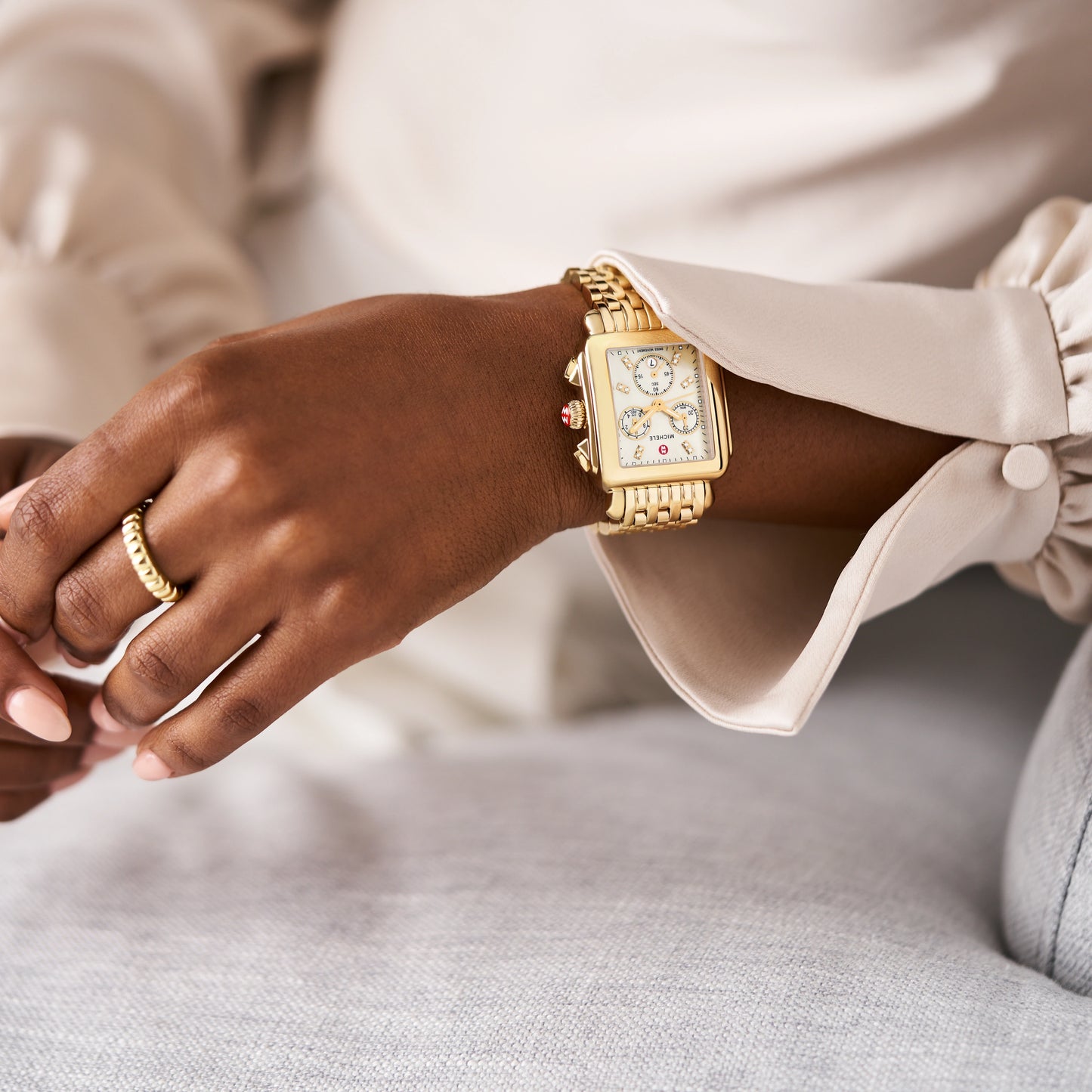 Deco 18k Gold Diamond Dial Watch