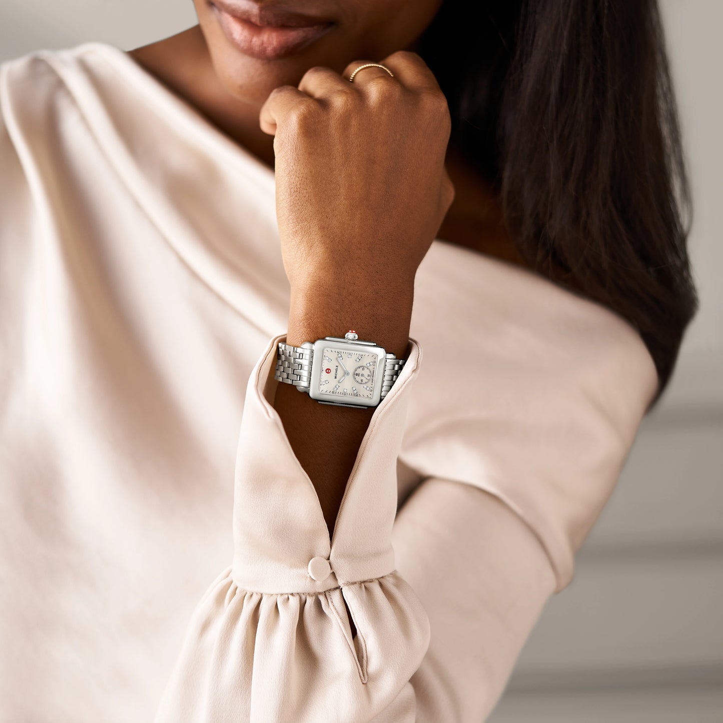 Deco Mid Stainless Diamond Dial Watch