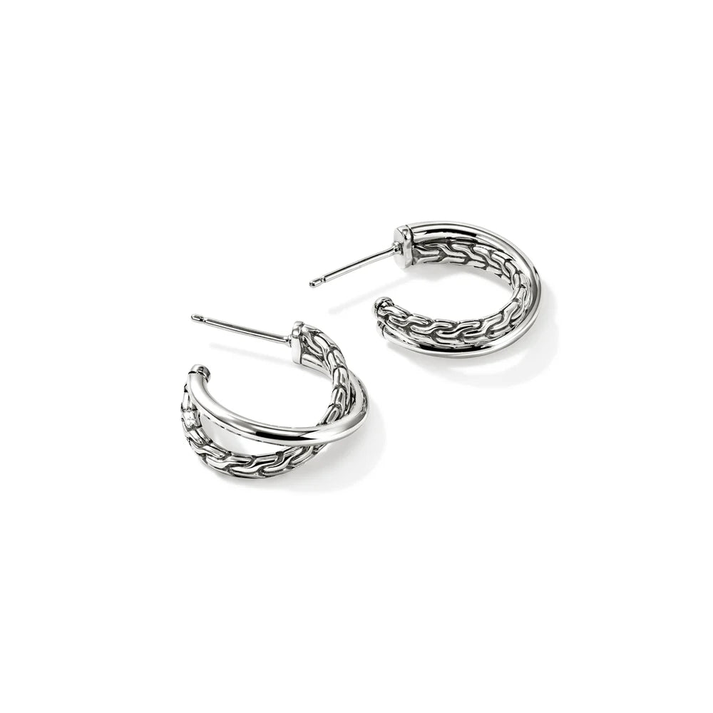 JH Essential Crossover Earring, Sterling Silver, 20.5MM