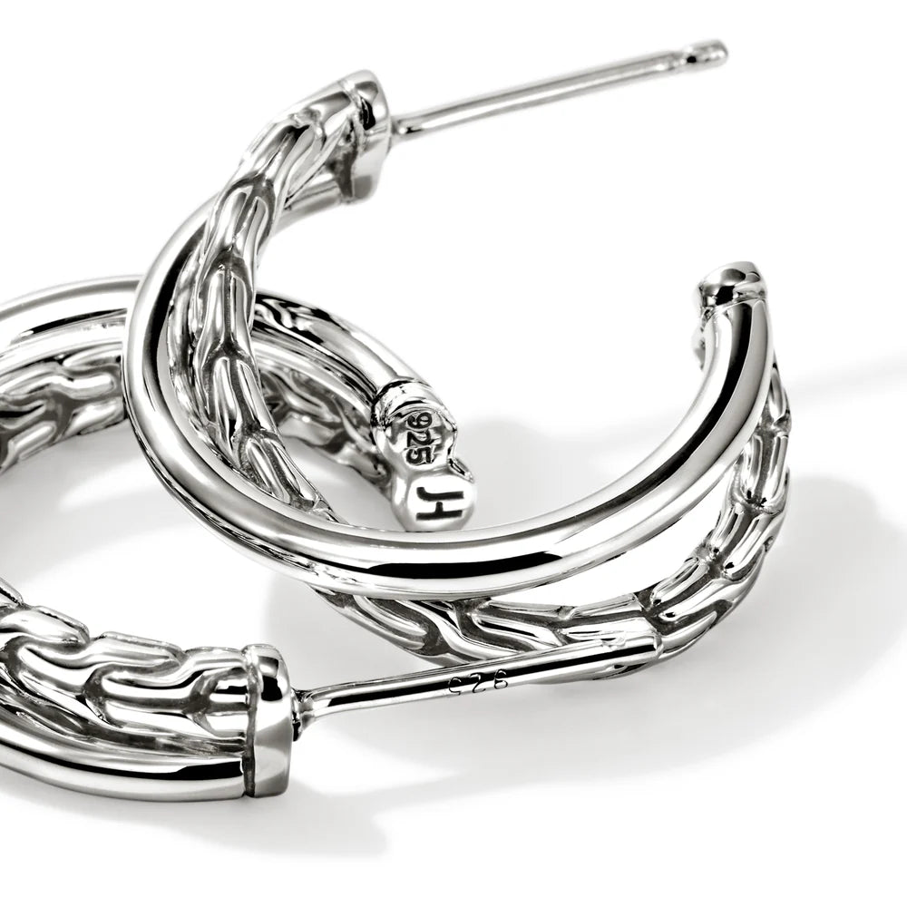 JH Essential Crossover Earring, Sterling Silver, 20.5MM