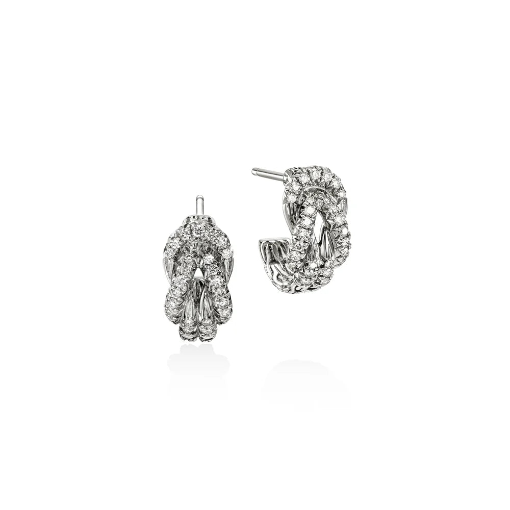 Love Knot Earrings, Sterling Silver, Diamonds