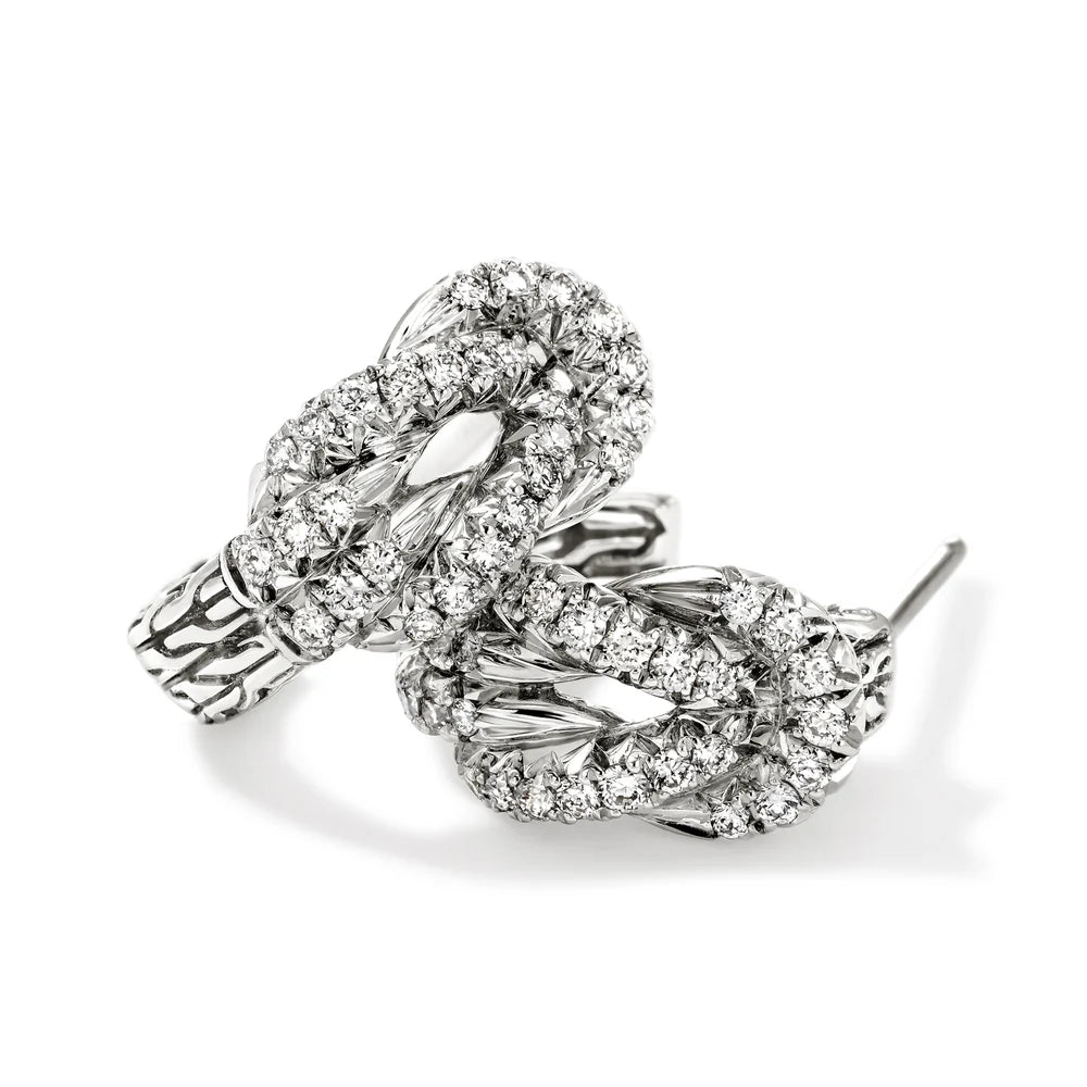 Love Knot Earrings, Sterling Silver, Diamonds