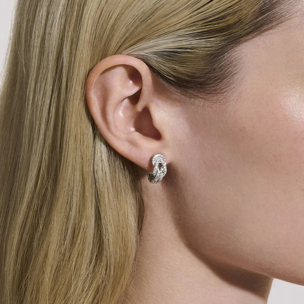 Love Knot Earrings, Sterling Silver, Diamonds