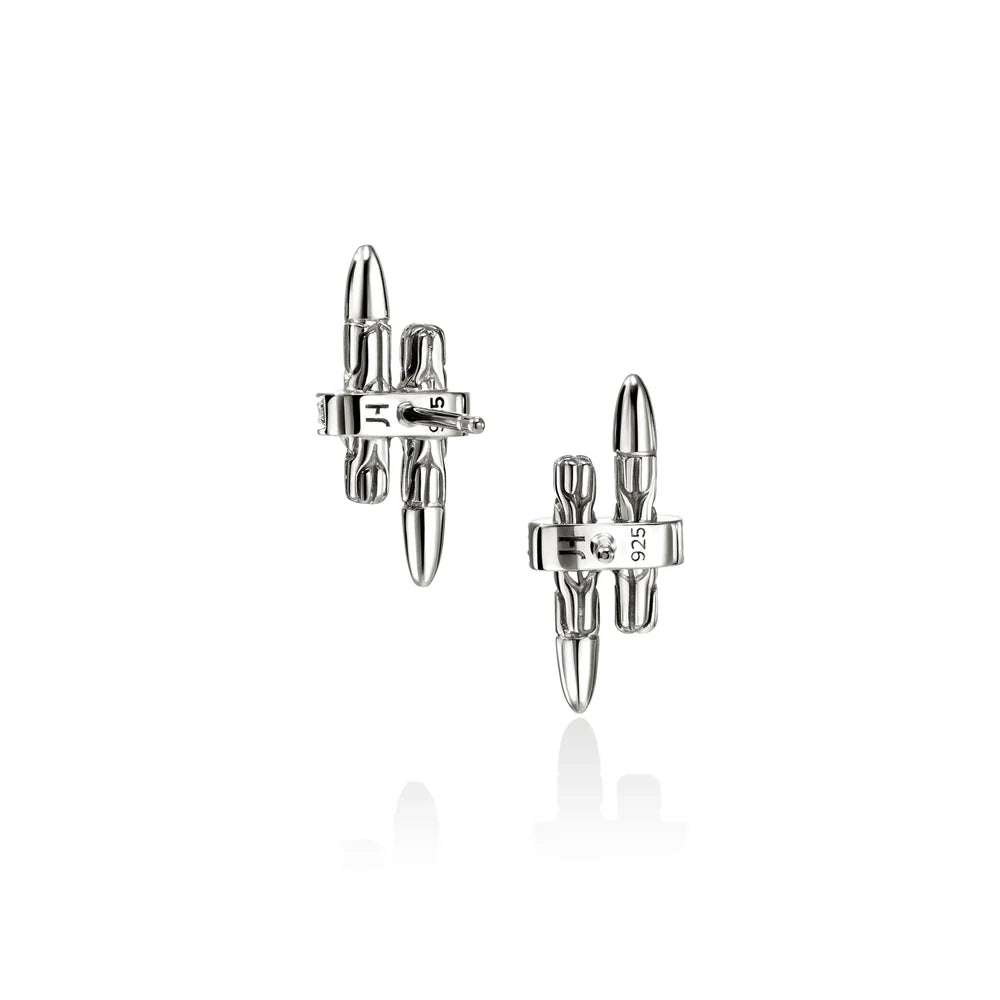 Spear Stud Earrings, Sterling Silver, Diamonds