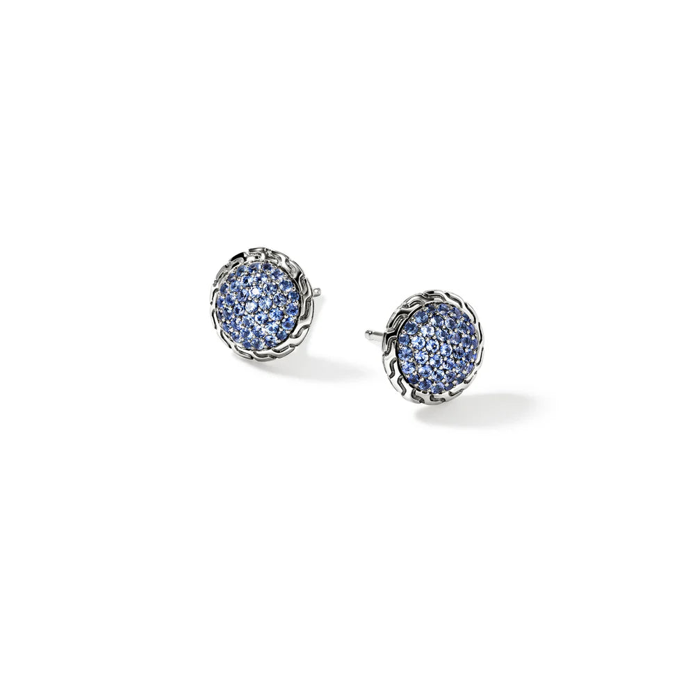 JH Essential Pave Stud Earring, Sterling Silver, Gemstones, 10MM