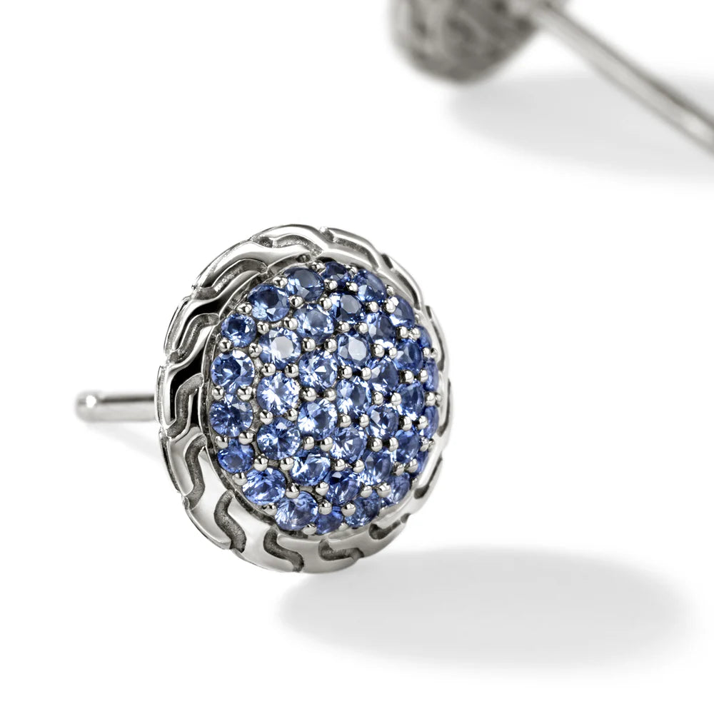 JH Essential Pave Stud Earring, Sterling Silver, Gemstones, 10MM