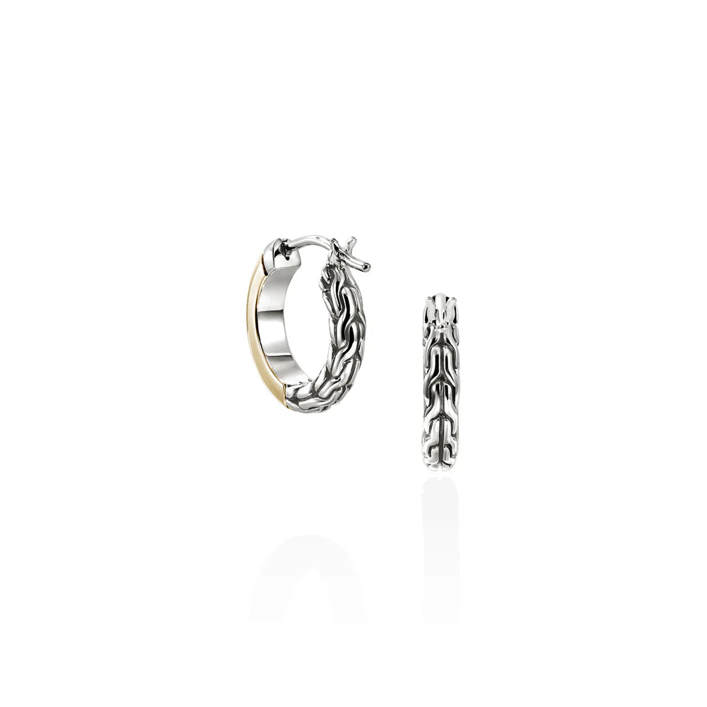 JH Essential Crossover Hoop Earring, Gold, Sterling Silver, 14MM