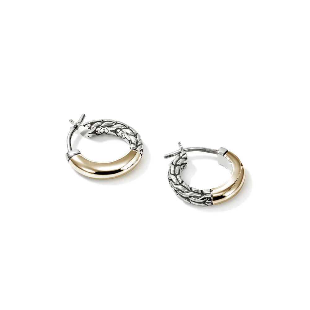 JH Essential Crossover Hoop Earring, Gold, Sterling Silver, 14MM