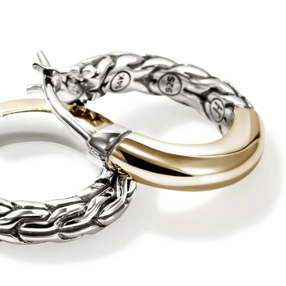 JH Essential Crossover Hoop Earring, Gold, Sterling Silver, 14MM