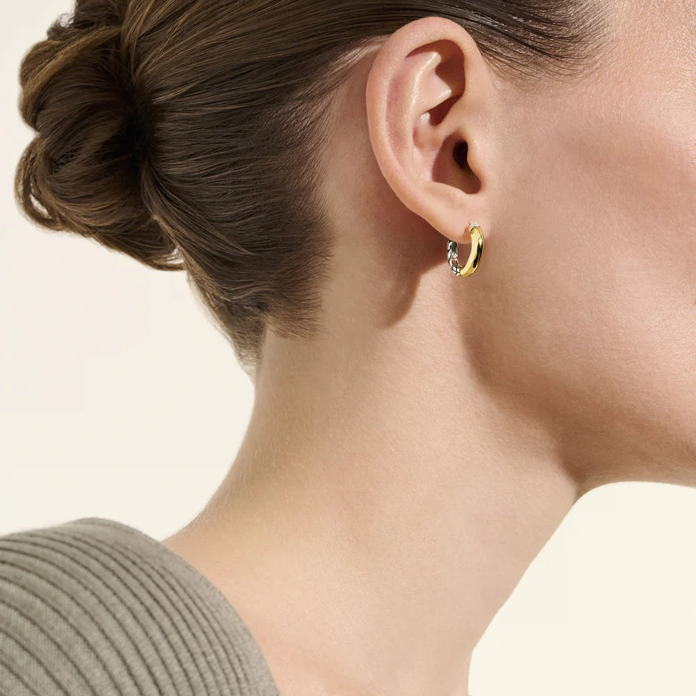 JH Essential Crossover Hoop Earring, Gold, Sterling Silver, 14MM