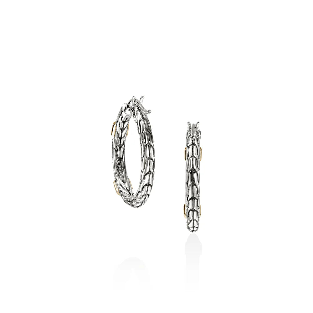 JH Essential Pave Hoop Earring , Gold, Sterling Silver, Diamonds, 23MM