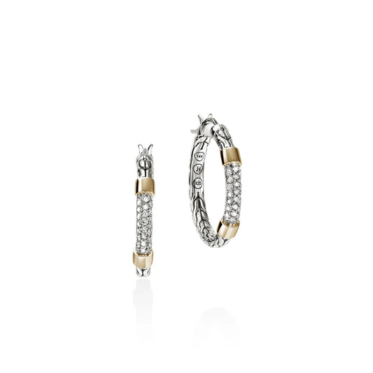 JH Essential Pave Hoop Earring , Gold, Sterling Silver, Diamonds, 23MM
