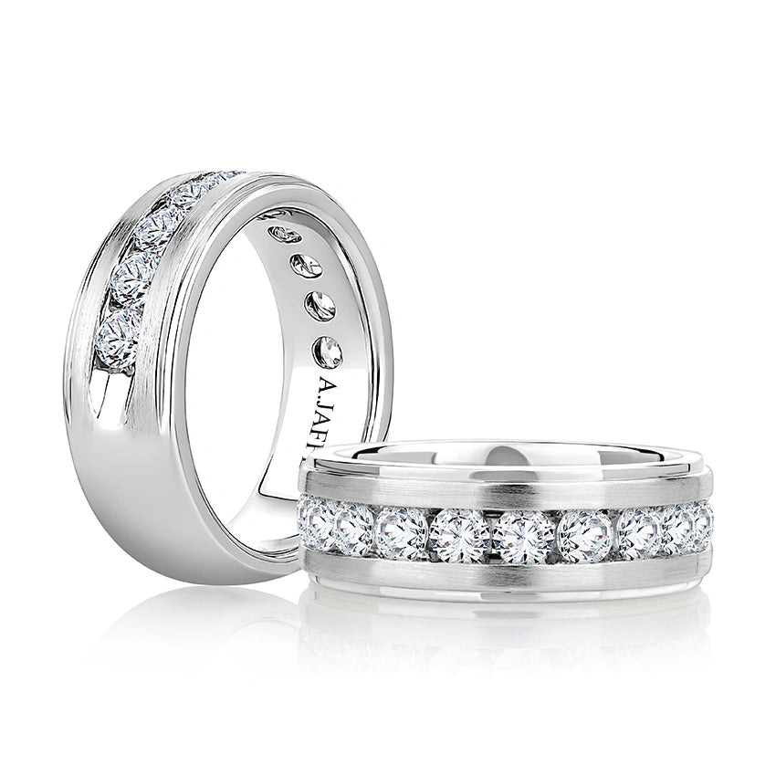 Satin Channel Set Diamond Band with High Polish Edges