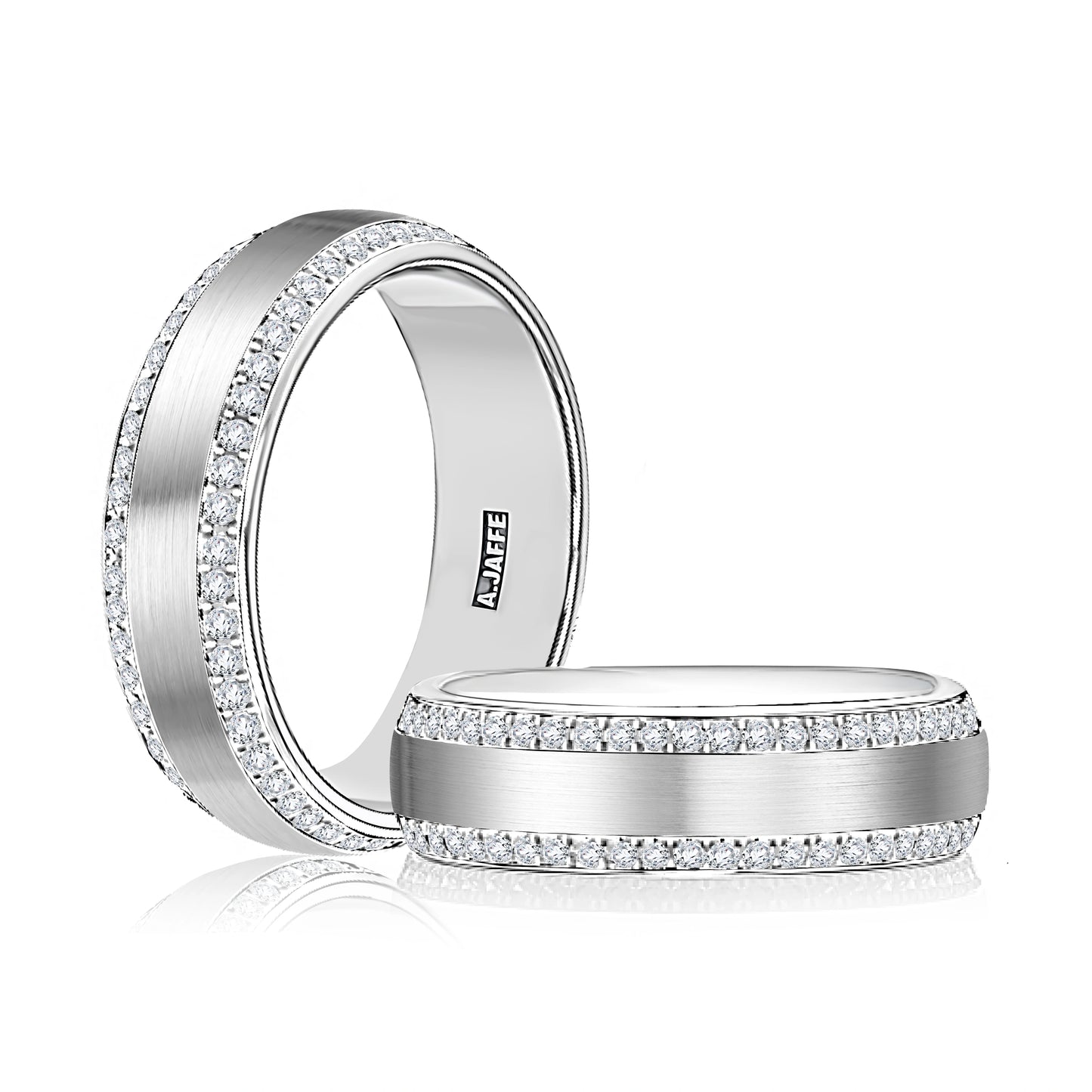 Prong Set Doubled Edged Eternity Diamond Band with Satin Center