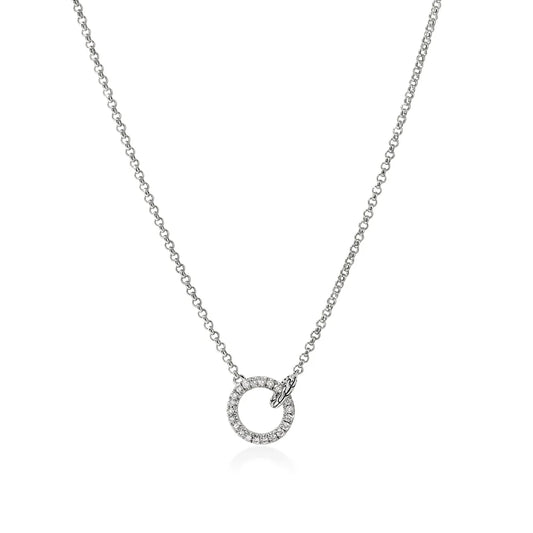 JH Essential Pave Necklace, Sterling Silver, Diamonds, 2MM