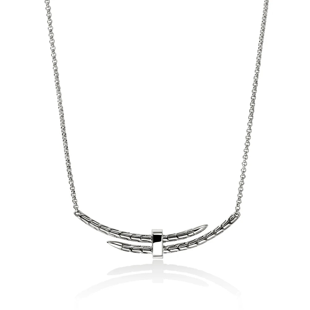 Spear Station Necklace, Sterling Silver, Diamonds