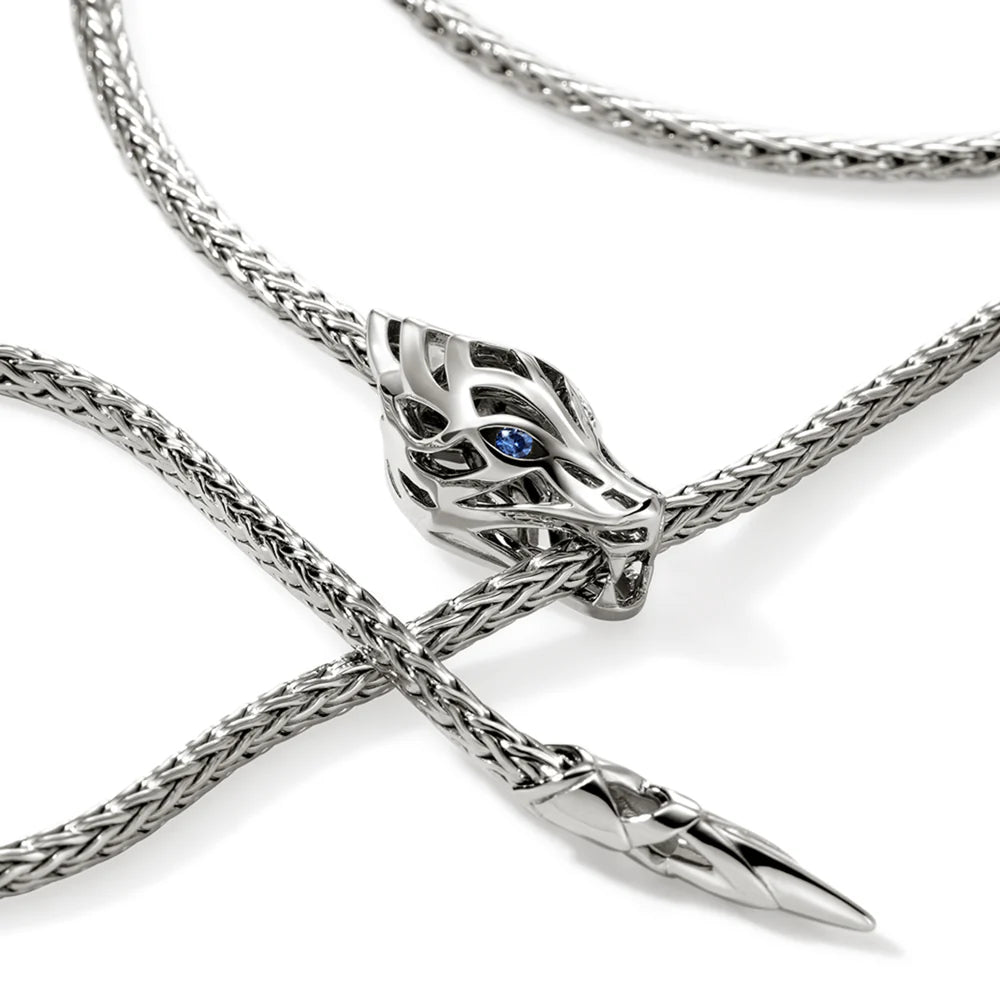 Naga Pendant Necklace, Sterling Silver 2.5MM