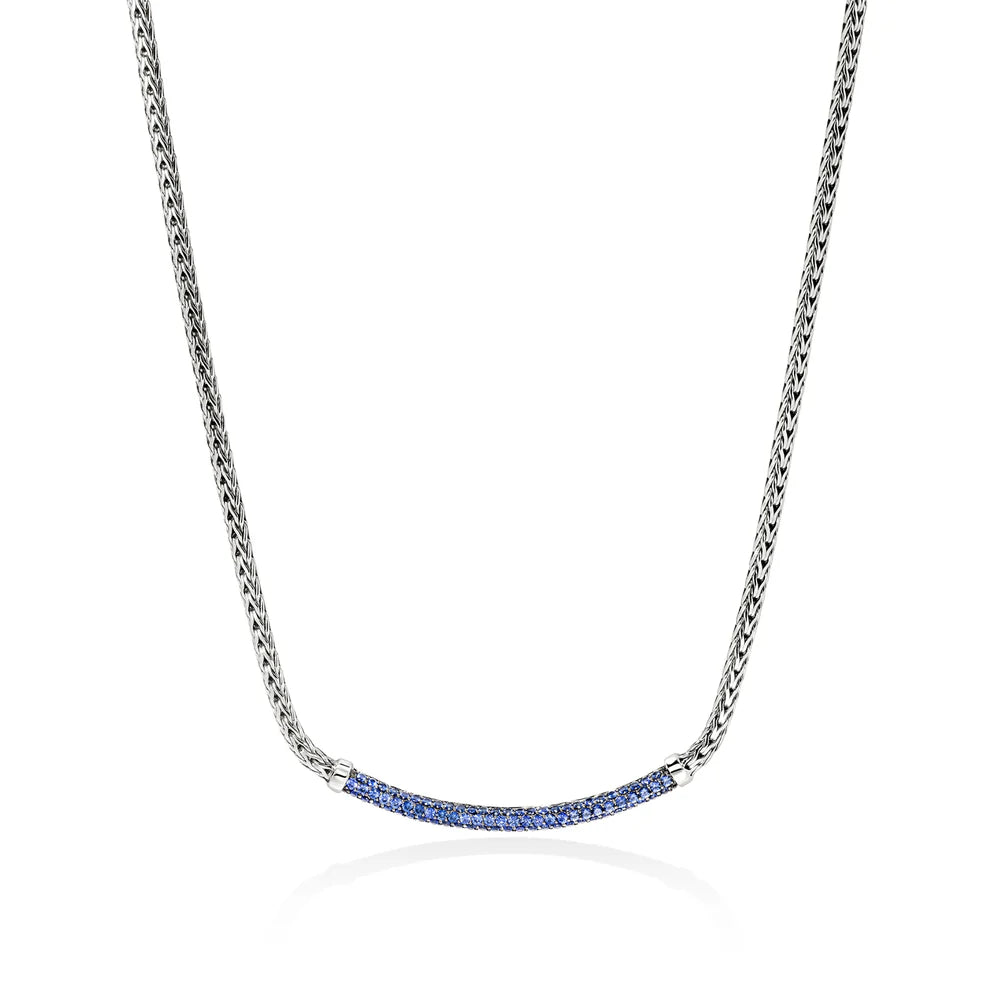 JH Essential Pave Necklace, Sterling Silver, Gemstones, 2.5MM