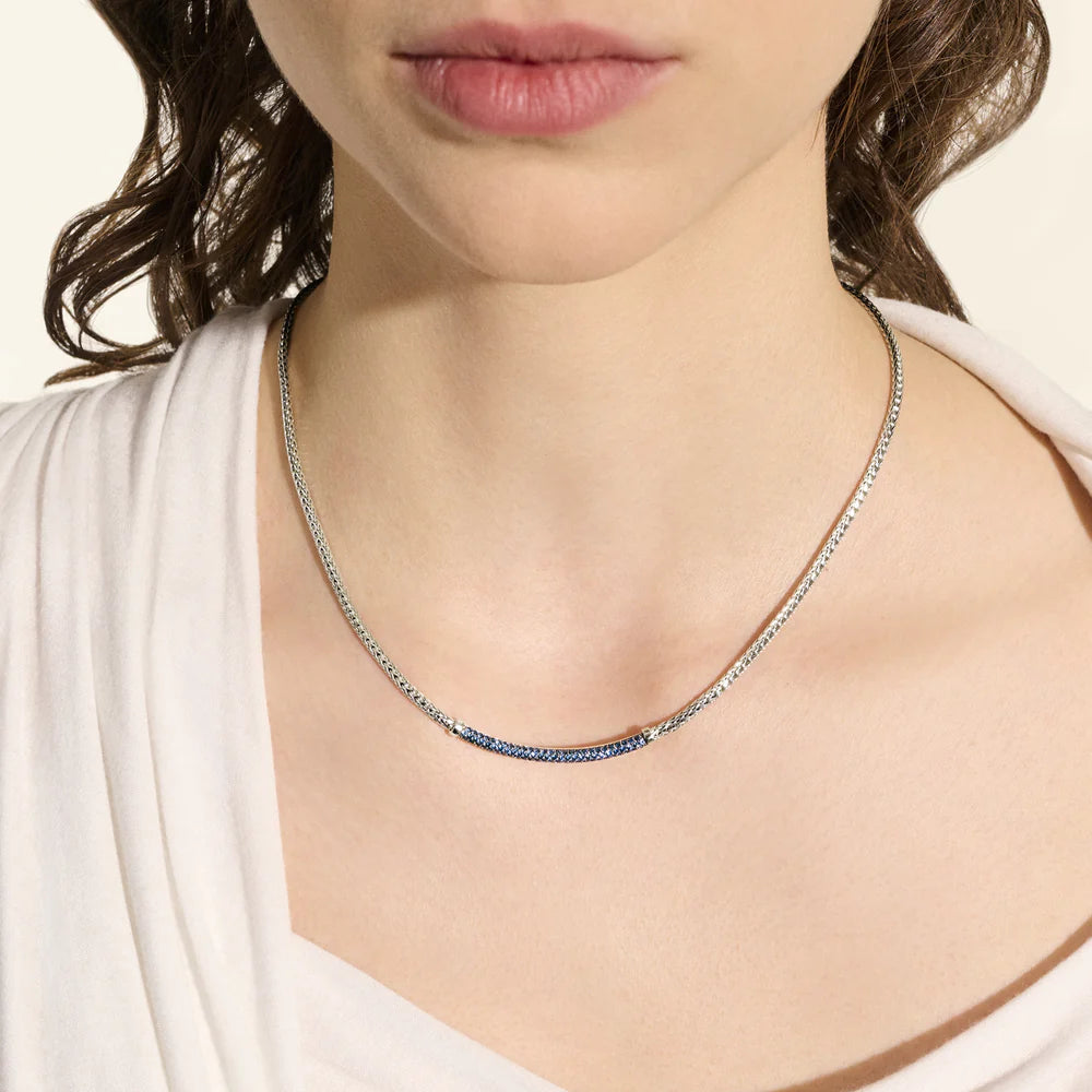 JH Essential Pave Necklace, Sterling Silver, Gemstones, 2.5MM
