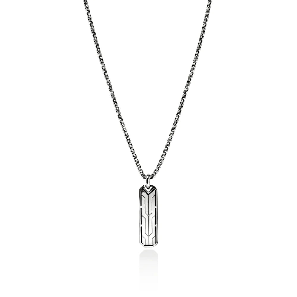 Icon 50 Tag Pendant Necklace, Sterling Silver