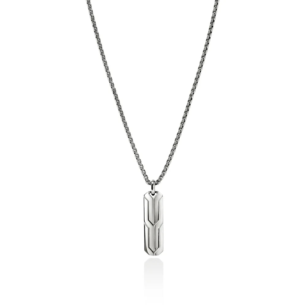 Icon 50 Tag Pendant Necklace, Sterling Silver