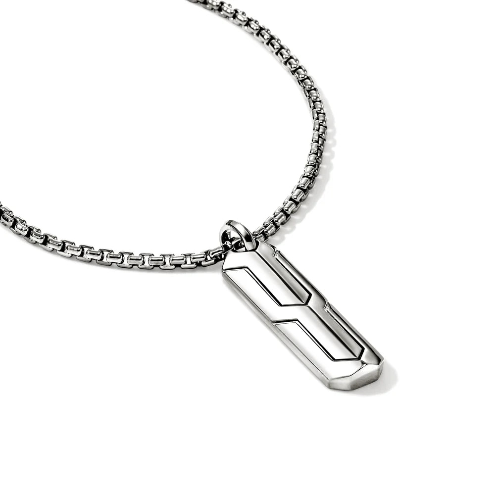 Icon 50 Tag Pendant Necklace, Sterling Silver