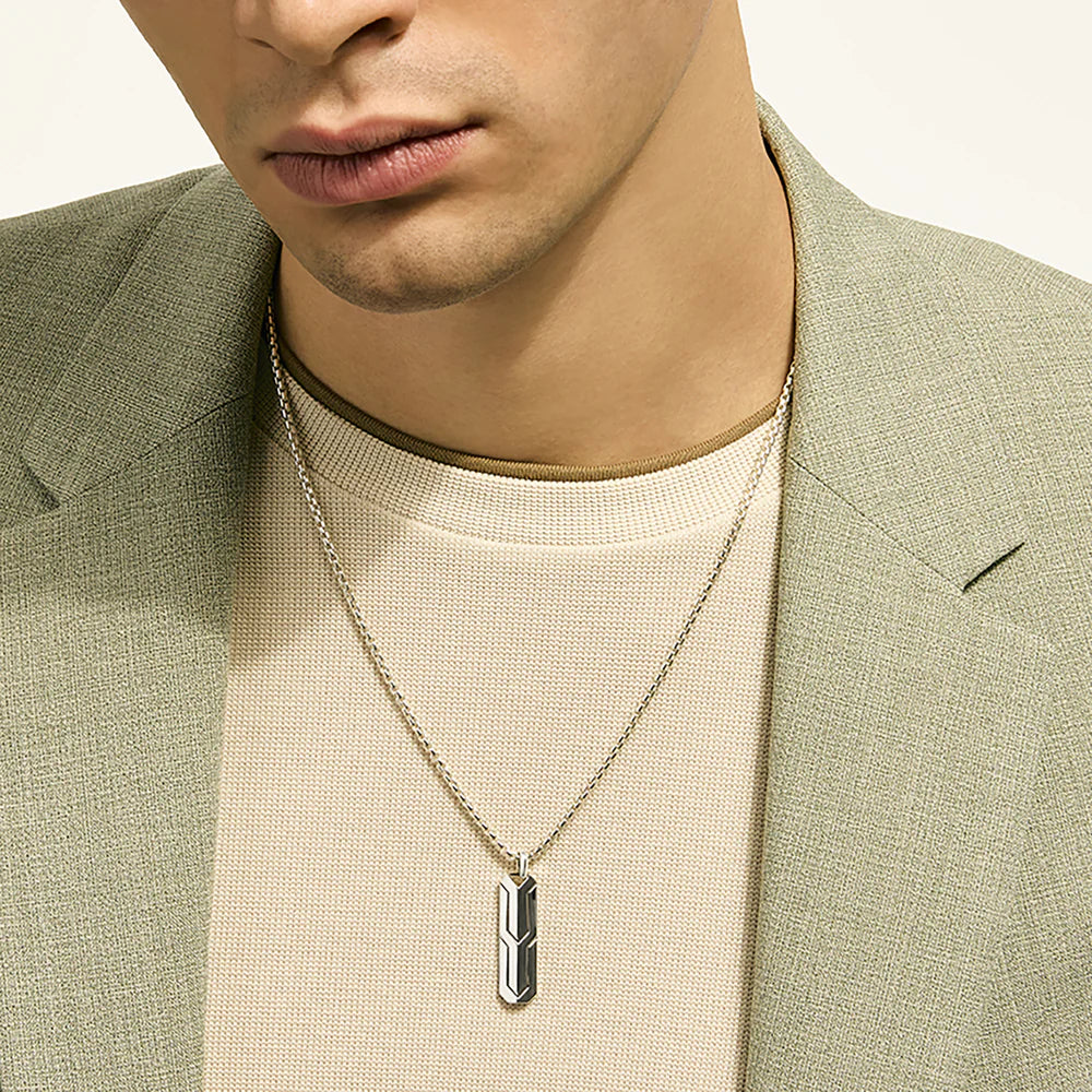 Icon 50 Tag Pendant Necklace, Sterling Silver