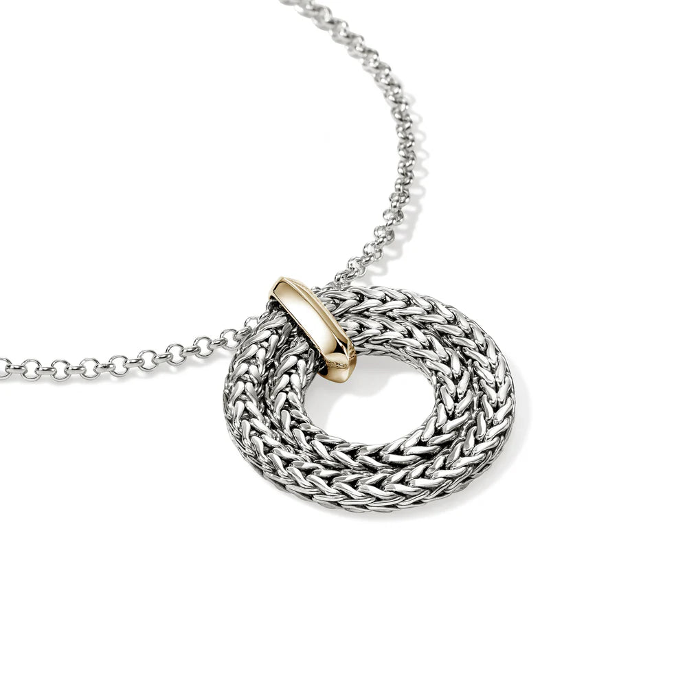 Icon Link Pendant Necklace, Sterling Silver, Gold, 2MM