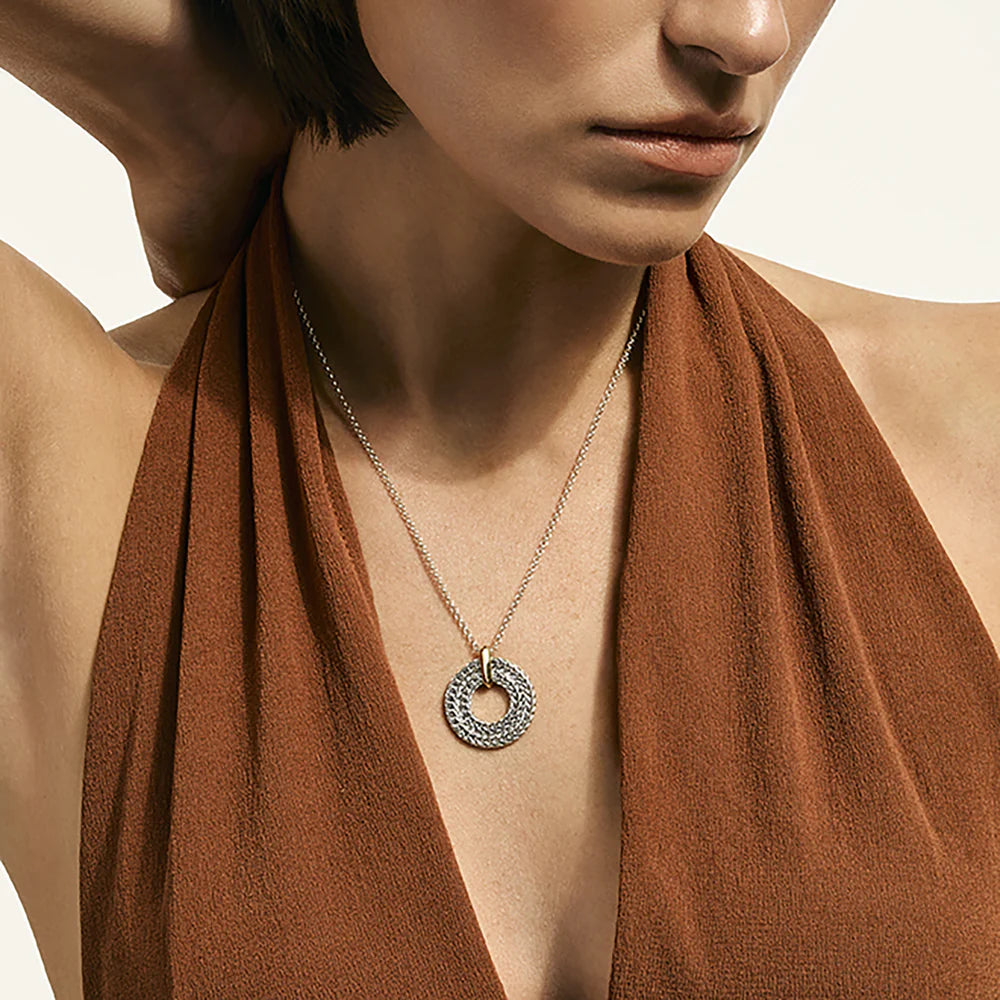 Icon Link Pendant Necklace, Sterling Silver, Gold, 2MM