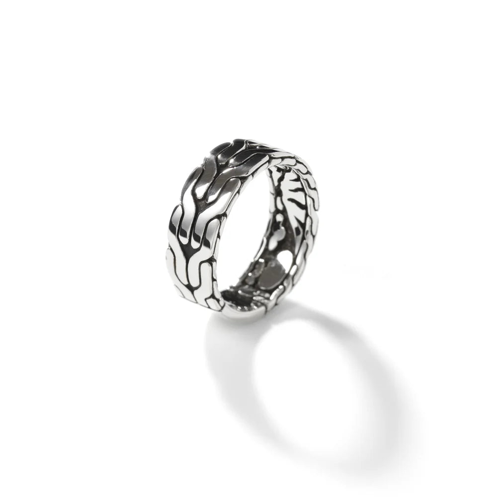 Carved Chain Band Ring, Sterling Silver