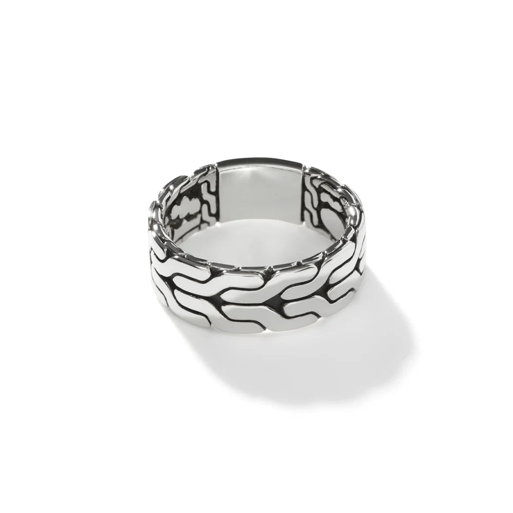 Carved Chain Band Ring, Sterling Silver