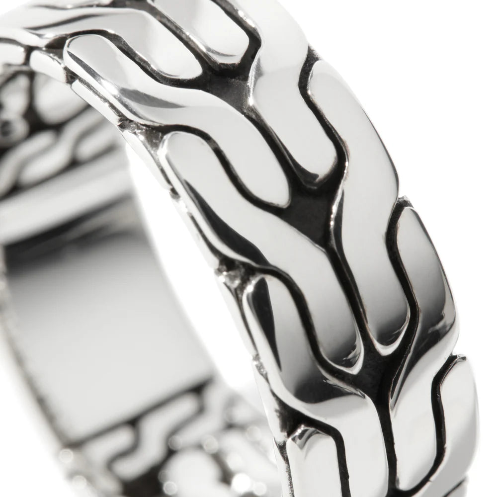 Carved Chain Band Ring, Sterling Silver