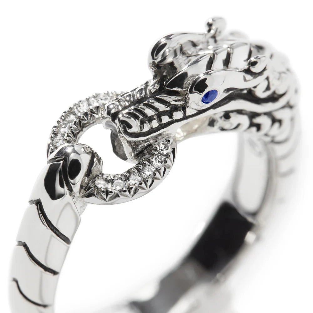 Naga Ring, Sterling Silver, Diamonds
