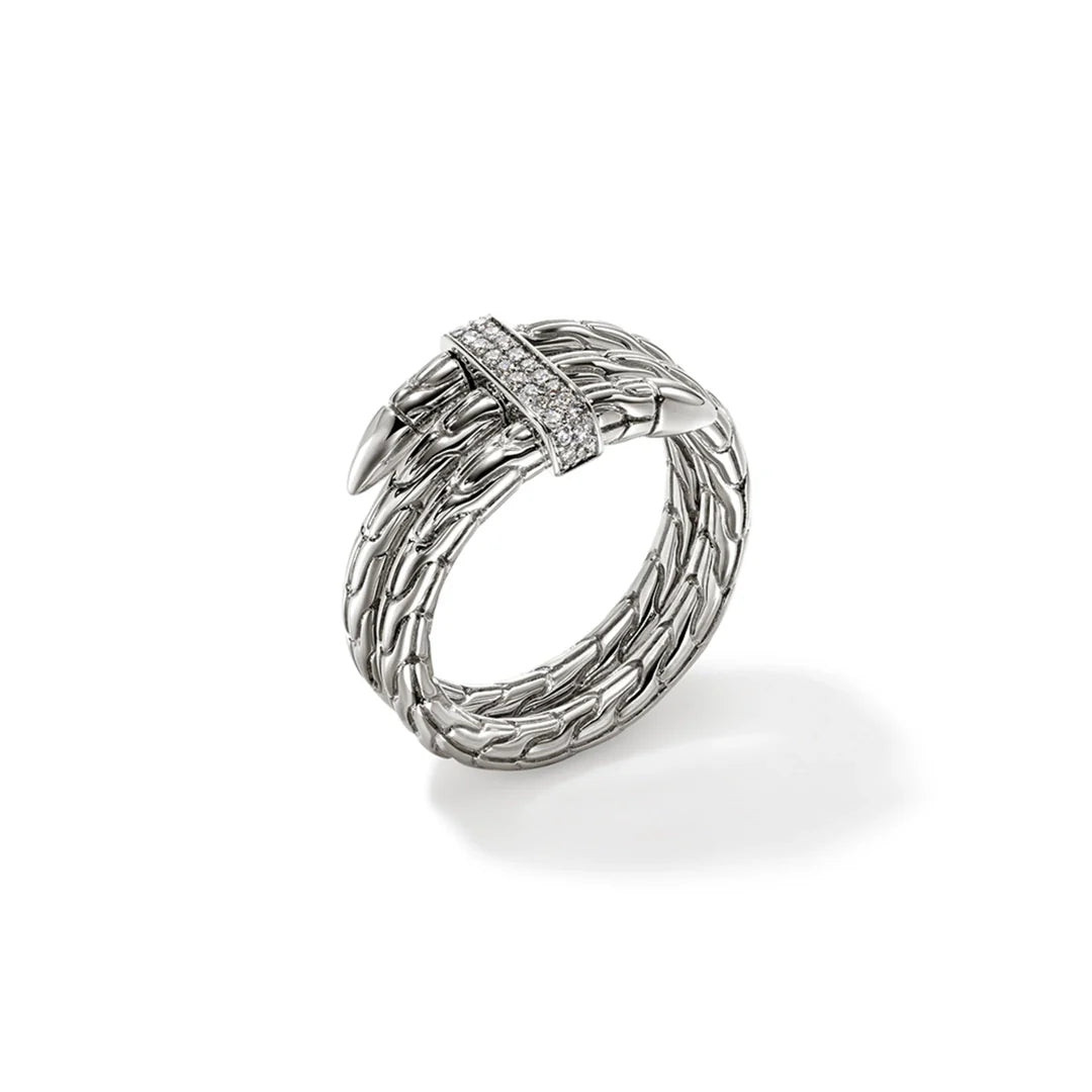 Spear Ring, Silver, Diamonds, Wide