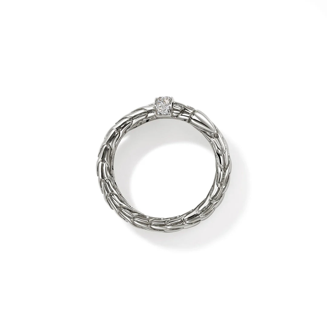 Spear Ring, Silver, Diamonds, Wide