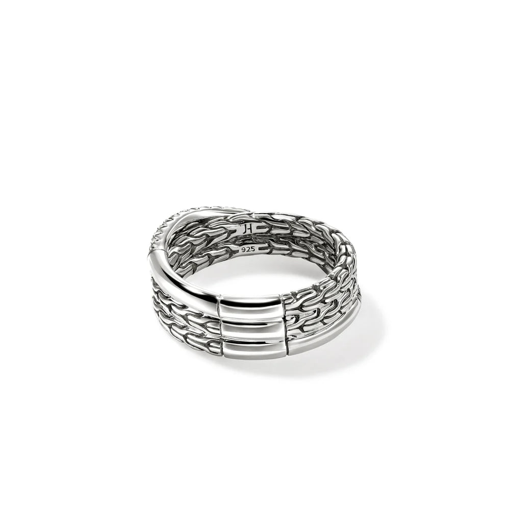 JH Essential Pave Crossover Ring, Sterling Silver, Diamonds
