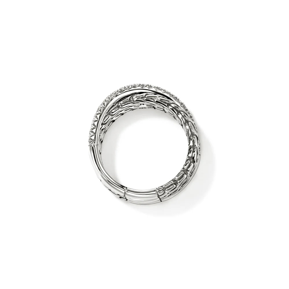 JH Essential Pave Crossover Ring, Sterling Silver, Diamonds