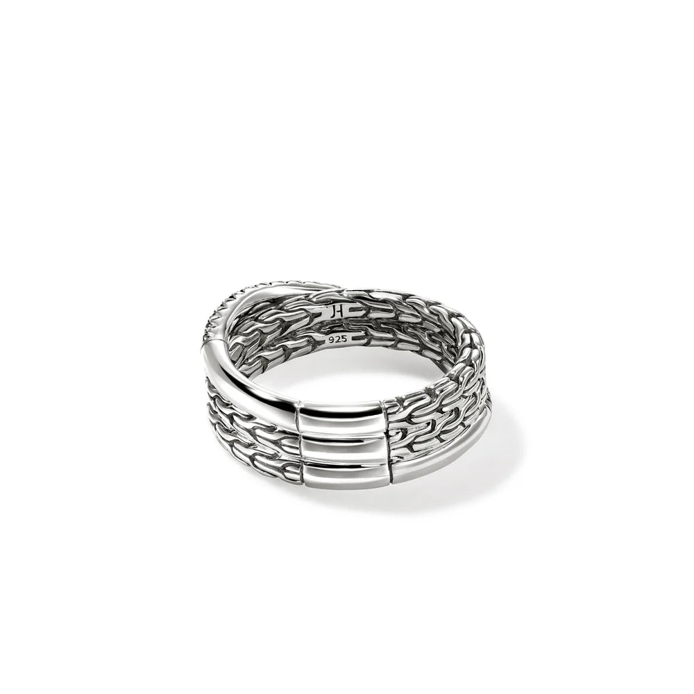 JH Essential Pave Crossover Ring, Sterling Silver, Gemstones