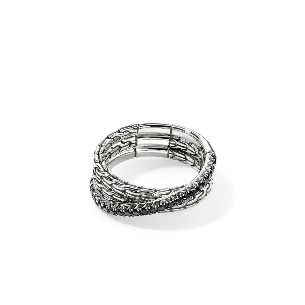 JH Essential Pave Crossover Ring, Sterling Silver, Gemstones