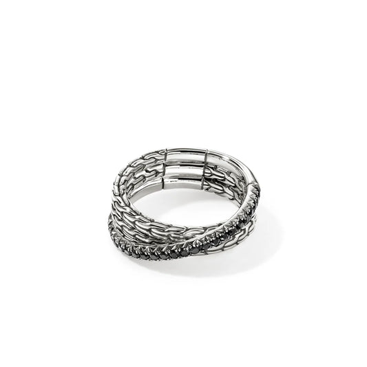 JH Essential Pave Crossover Ring, Sterling Silver, Gemstones