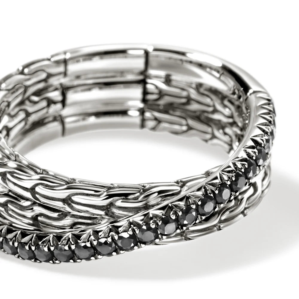 JH Essential Pave Crossover Ring, Sterling Silver, Gemstones